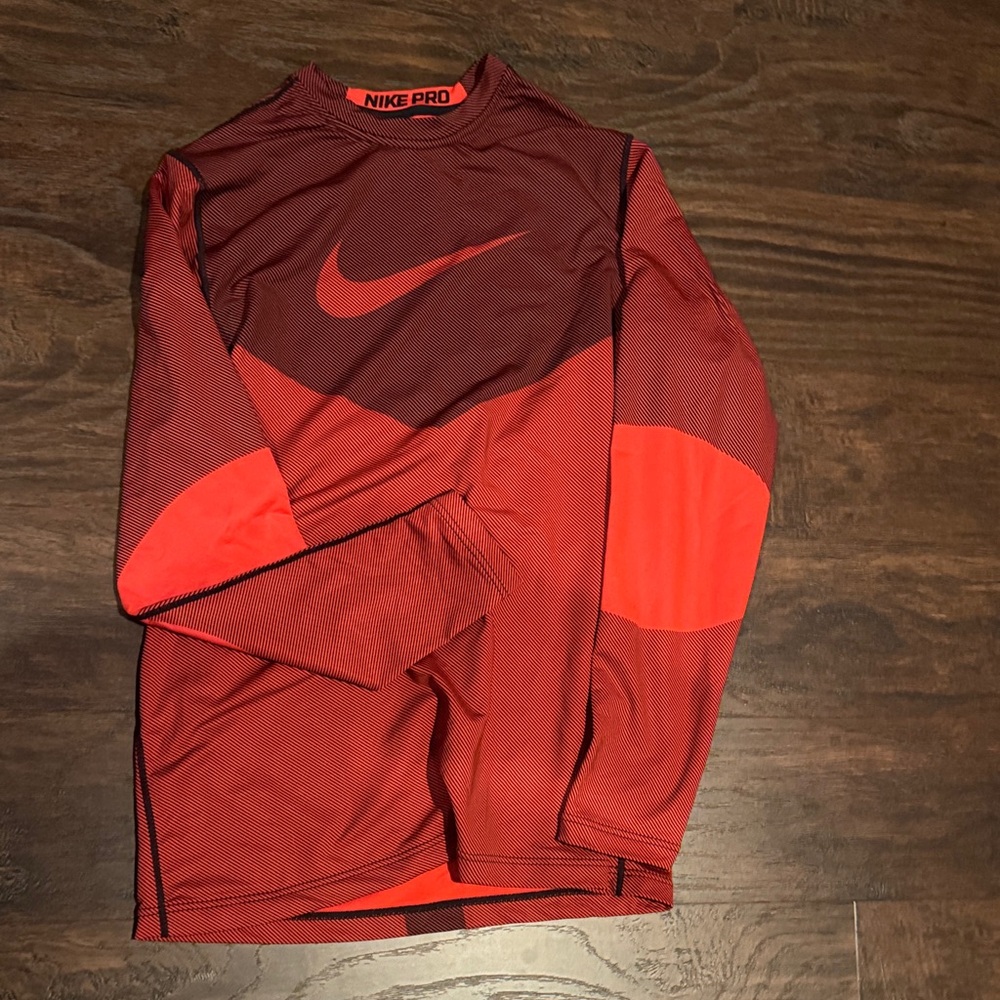 Nike Men's Red and Black Rash Guard